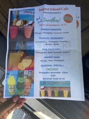 smoothies and traditional West Island drinks.