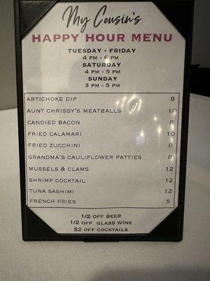 Happy Hour Menu