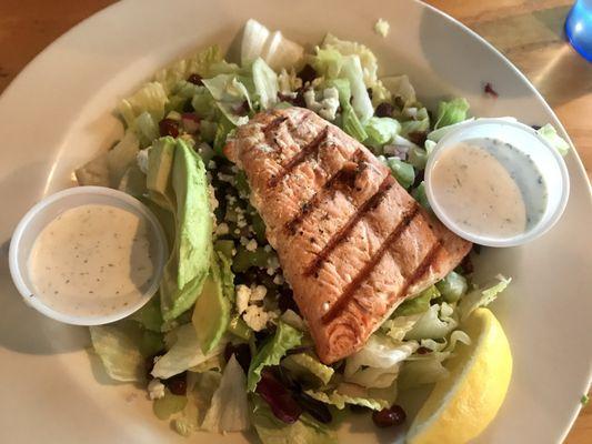 Fresh Medley Salad with grilled salmon