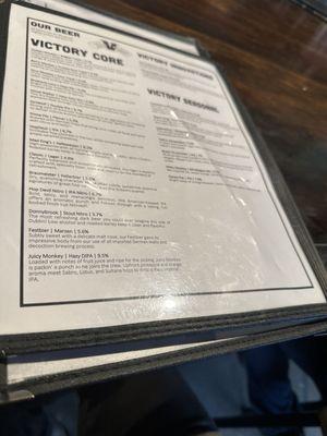 Beer menu