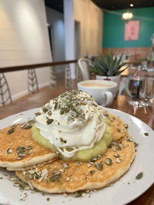 Pistachio-lemon pancakes