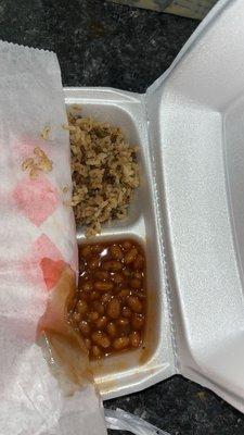 Baked beans and dirty rice