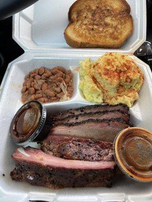 Brisket / Rib beans and potato salad.