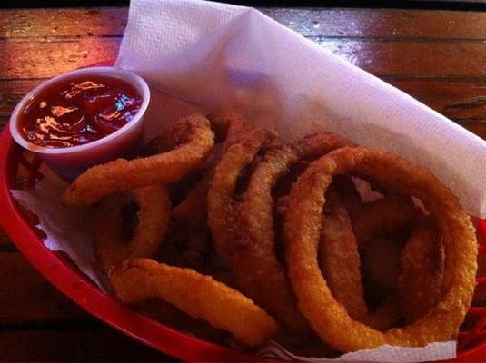 Hand crafted onion rings.