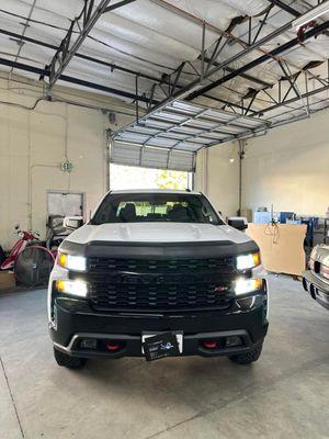 2020 Chevy Silverado installed 6k HID low beam headlight and 6k HID high beam headlights at Xtreme HID 408-271-0118