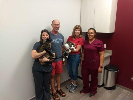 Dr. Cupples and Monique taking care of our first ever patients on our grand opening, 4/29!