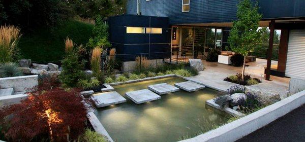 Floating concrete and water features design.