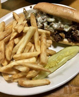 Philly cheesesteak sandwich plate...