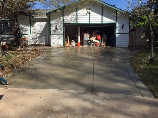 Concrete driveway almost complete