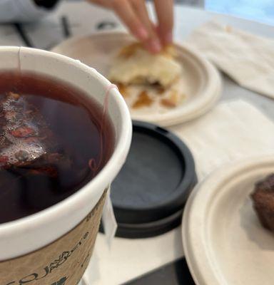 Blueberry Hibiscus Tea & Chocolate Croissant so good, my son consumed in a matter of seconds