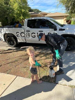 EcoGuard letting my son get in on the action! Best pest control company hands down!