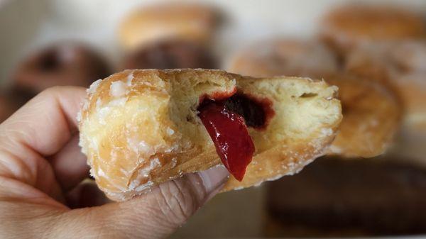 raspberry filled donut