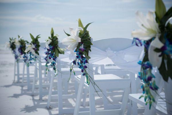 Gorgeous flowers on our beach chairs!