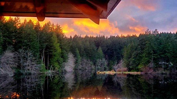 Our sunset view over the lake from the lodge.