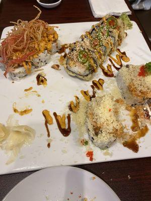 Mama roll, monster crab roll, and forgot third roll