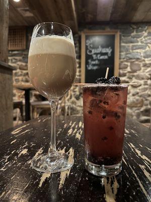 Some after dinner drinks. Irish coffee and a blackberry cocktail (forgot the name).