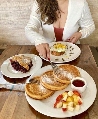 Homemade fruit pie (L) is a great compliment to my hearty breakfast!