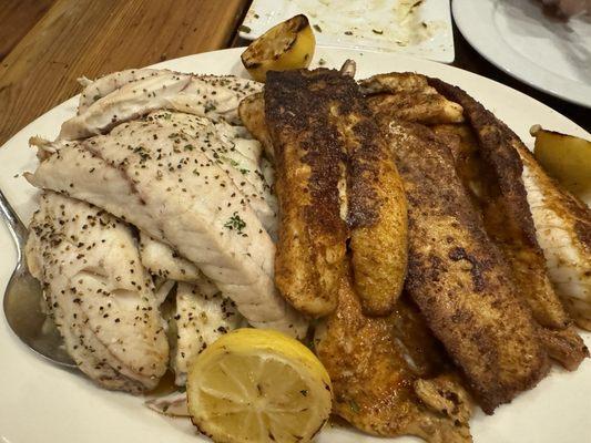 Fresh caught trout and cooked with  two different flavors.