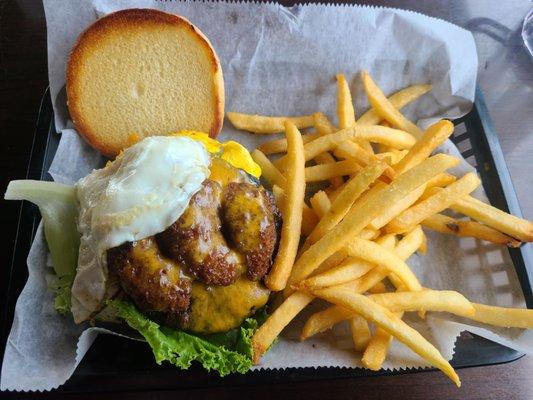 Bear Creek avocado egg burger and fries