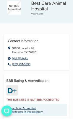 BBB score is because they do not respond to complaints