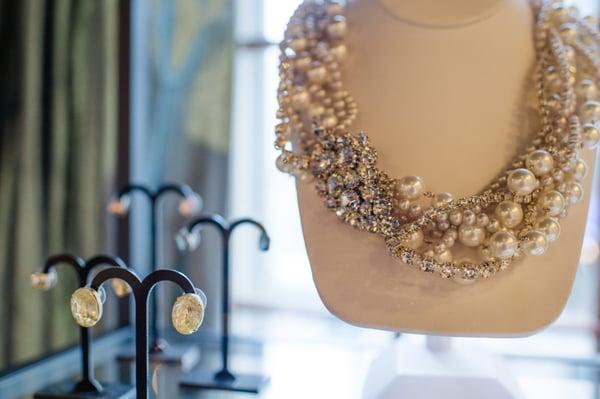 Jewels and accessories to compliment the brides wedding day look.