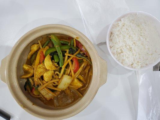 Thai Curry Noodles with a side of rice