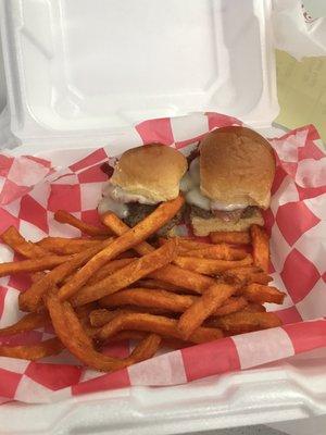 2 classic sliders and sweet potato fries - delish!