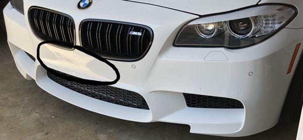 Marks left on front bumper