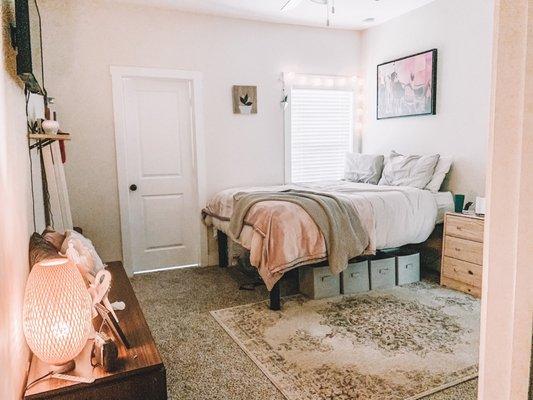 Bedrooms come furnished, including the mattress. (Nightstand is mine)