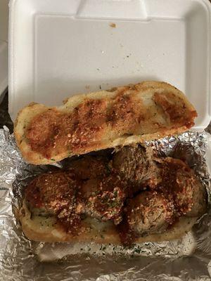 Meatball sandwich, Bun not toasted and no cheese.