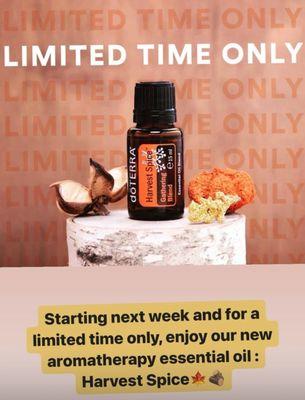 This Fall and for a limited time only, enjoy "Harvest Spicy" the favorite essential oil blend for this cozy weathers!