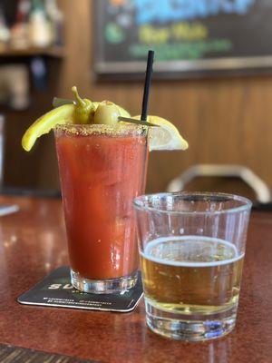 Bloody Mary and a beer back