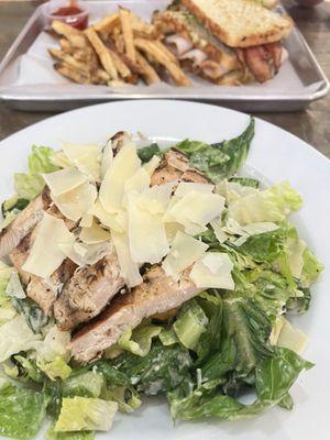 Caesar salad with grilled chicken added.