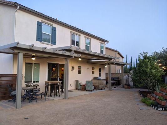 Multi-tiered awning on home