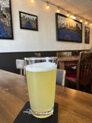 A radler drink- (hefeweizen+lemonade mixed)