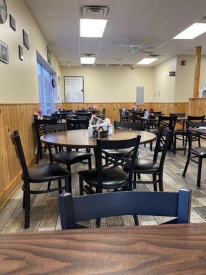 Inside the restaurant. Seat yourself at a CLEAN table and you will be waited on. Don't sit at a dirty table.