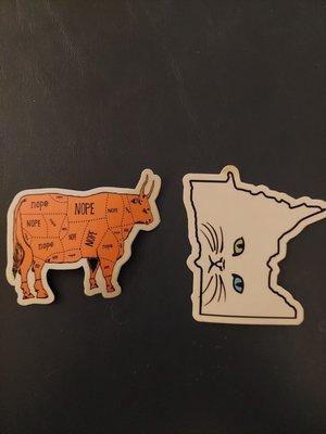 Nope on the cuts of beef and MN cat sticker. $1 each.