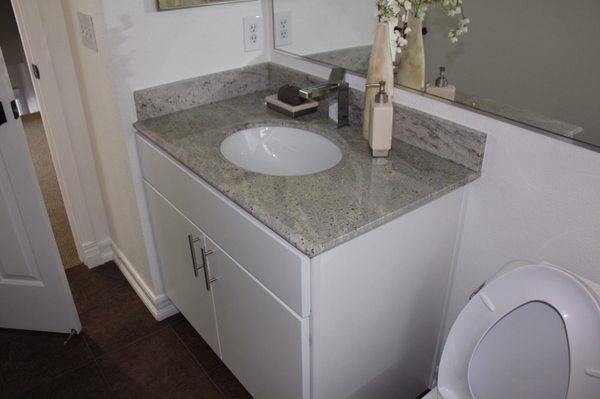 Bathroom Vanity with pre cutout granite