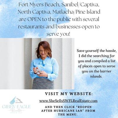 Visit my website for businesses open on the barrier islands