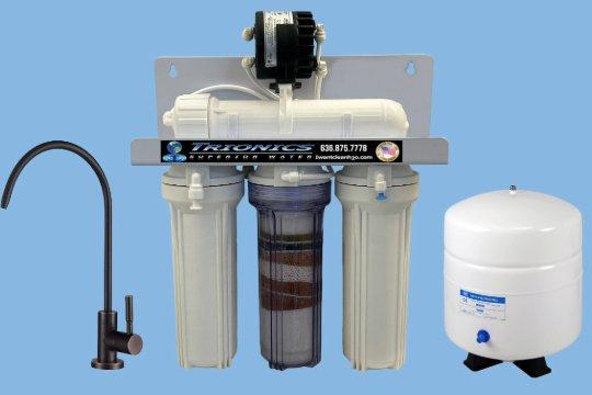 A reverse osmosis (RO) system or a multi-stage filtration system designed for home or office use.