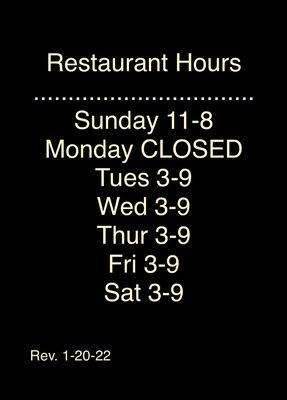 Restaurant Hours