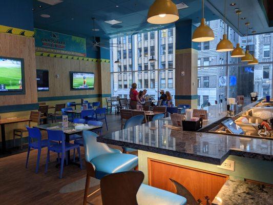 Seating area. Restaurant was almost empty at dinnertime. Lots of tvs for watching sports.