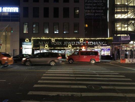 New York Jewelers Exchange in Bowery. Pre-lit Garland and Pre-lit Wreaths