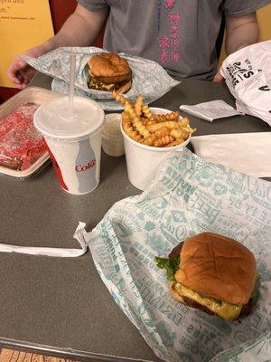 hunger burger, yolk burger, small fries