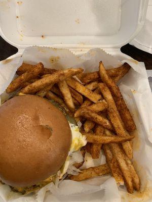 Cheeseburger and fries