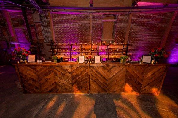 Our Herringbone Bar and Open Shelf Back Bars