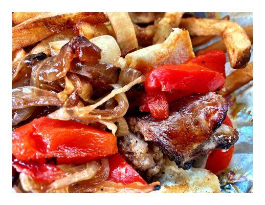 ItalianSausage(grilled onions &red peppers) &FreshCut Fries! Fatso's Last Stand.Chicago IL  Burgers HotDogs Chickens Italian Beef etc. Cool!