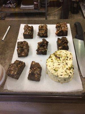 Fudge brownies and halwa