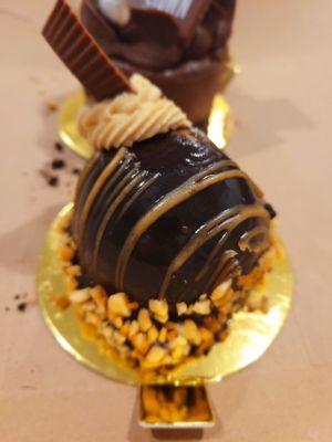 Signature Dessert: Chocolate Peanut Butter Bombe.