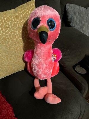 Stuffed baby flamingo.